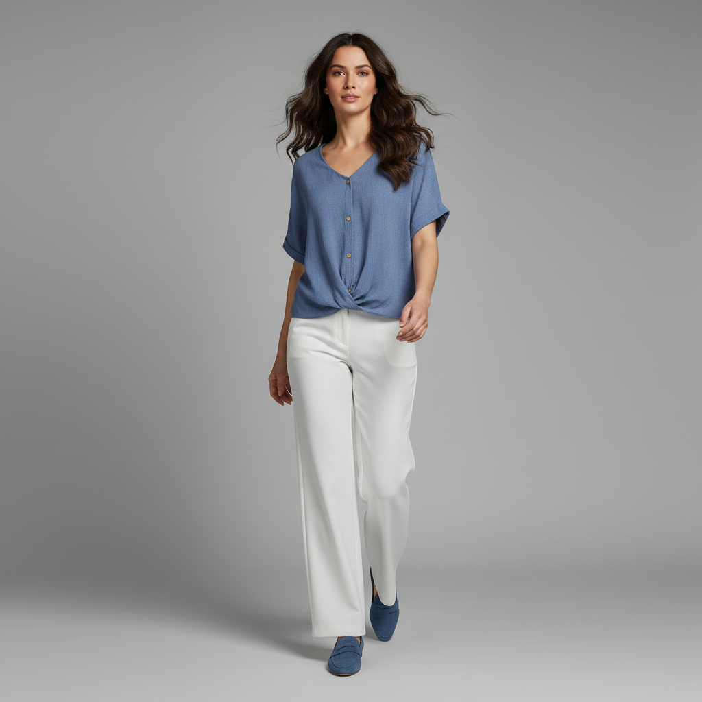 Elegant V-Neck Blouse | Women's Fashion Top