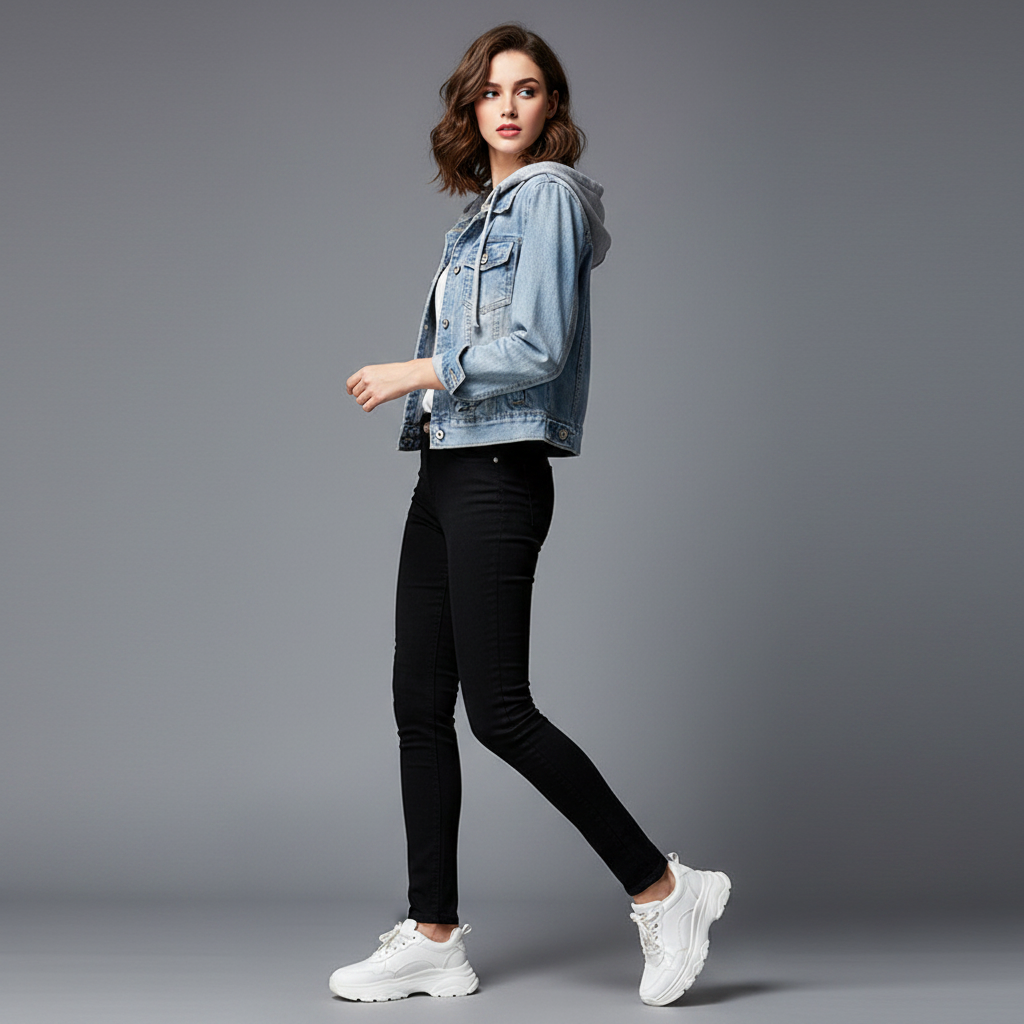 Denim Jacket with Removable Hood | Women's Casual Outerwear