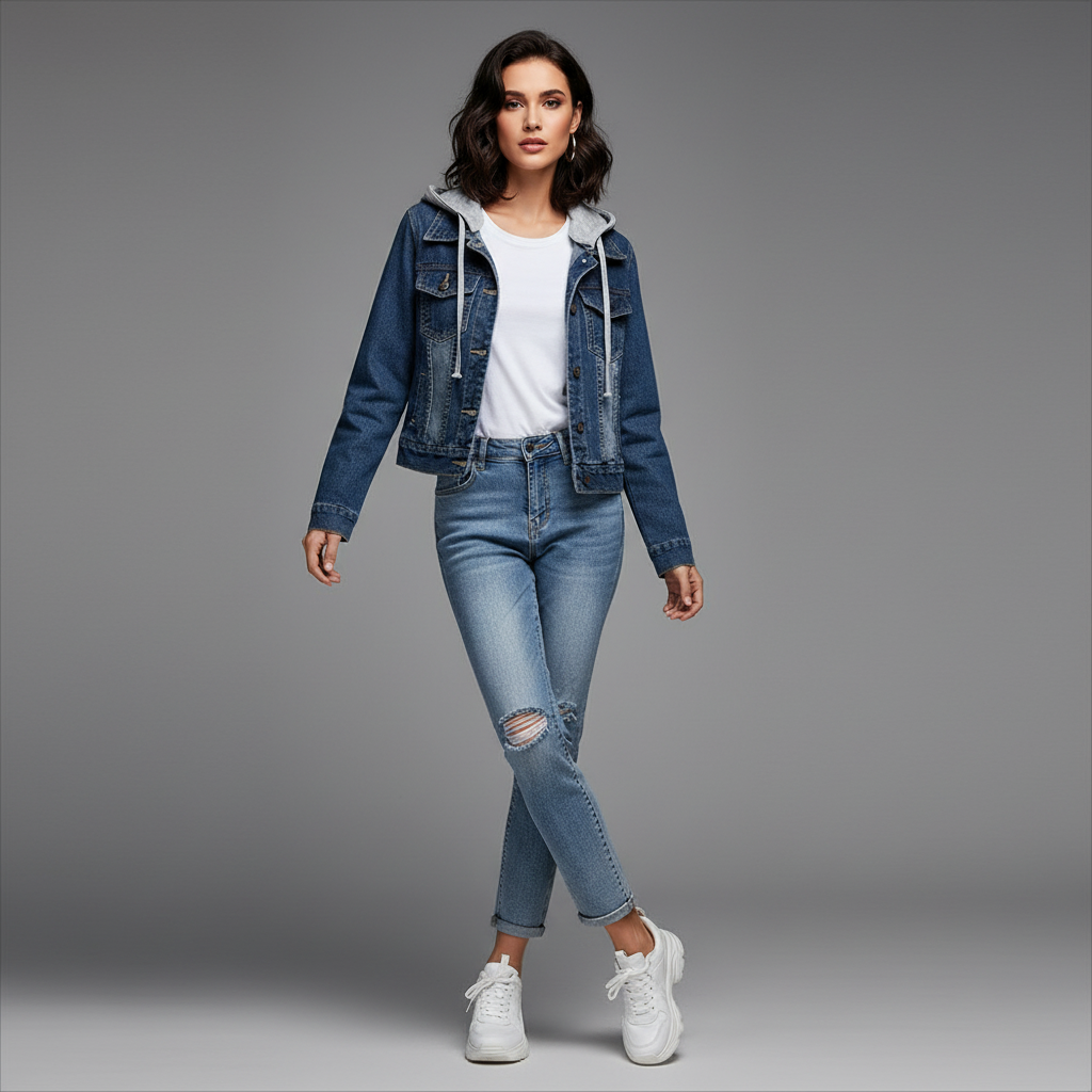 Denim Jacket with Removable Hood | Women's Casual Outerwear