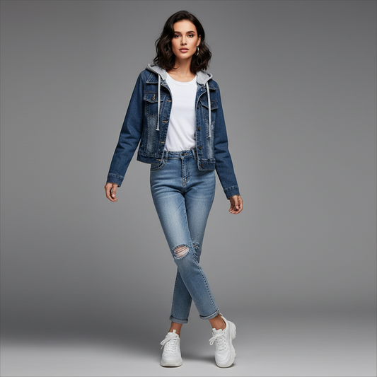 Denim Jacket with Removable Hood | Women's Casual Outerwear
