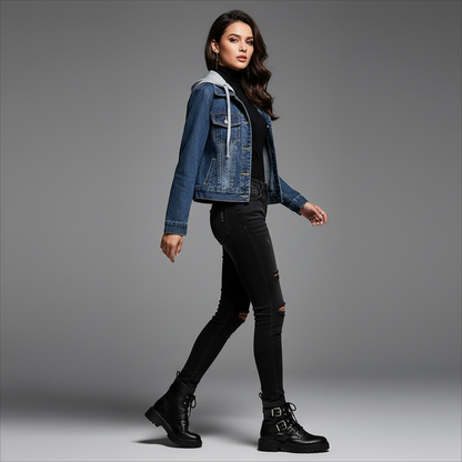 Denim Jacket with Removable Hood | Women's Casual Outerwear