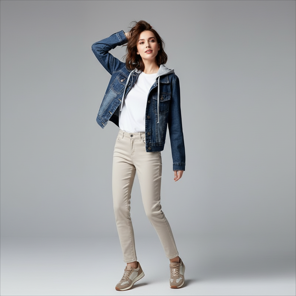 Denim Jacket with Removable Hood | Women's Casual Outerwear