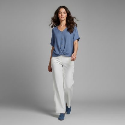 Elegant V-Neck Blouse | Women's Fashion Top