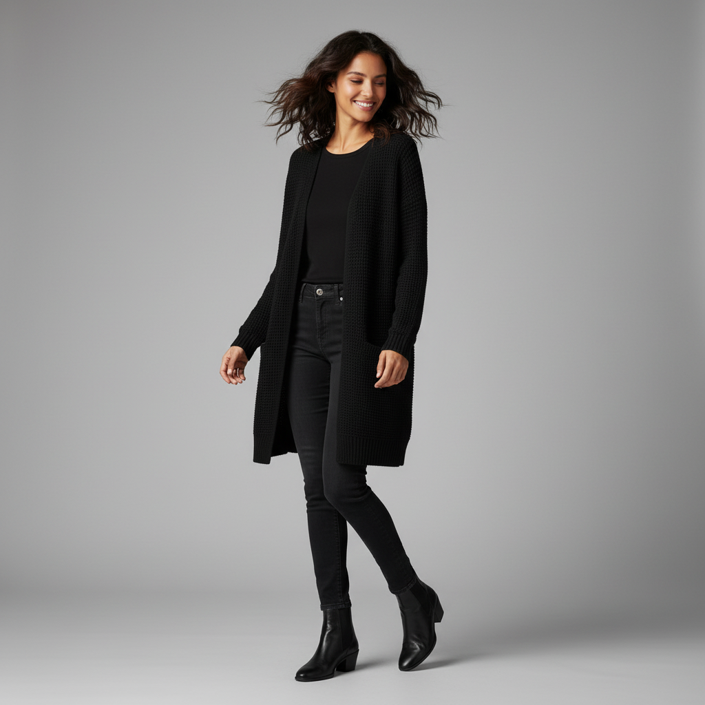 Elegant Black Cardigan | Women's Versatile Sweater