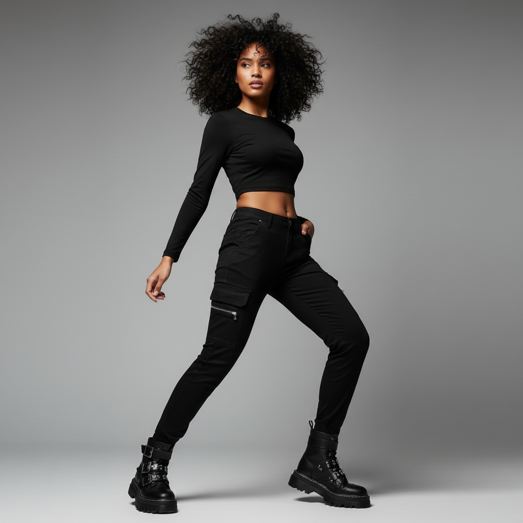 Modern Black Cargo Pants for Women | Trendy Urban Trousers
